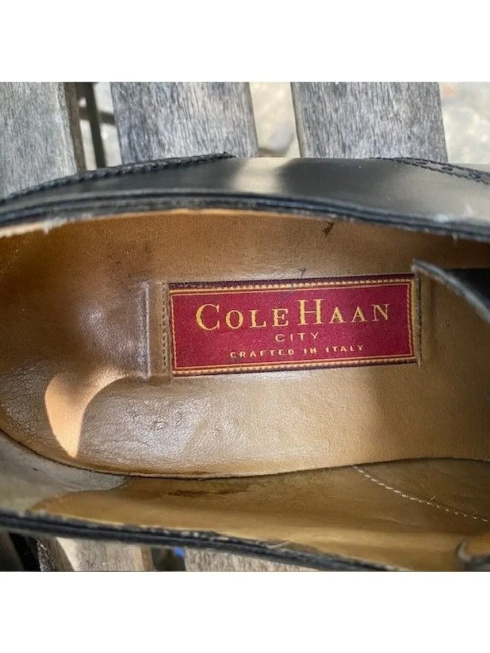 Cole Haan City Cap Top Derby Black Leather Shoe Men's Size 10D Made In Italy